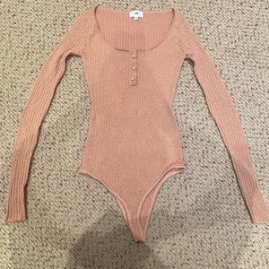 LPA Nude Ribbed Sparkly Bodysuit